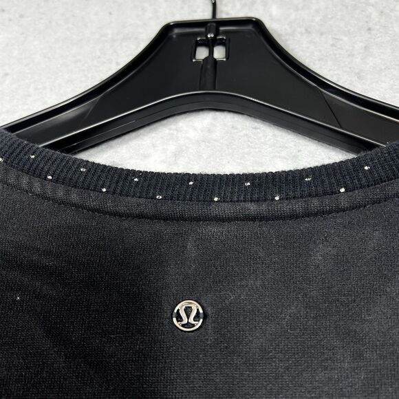 Lululemon Crewneck Womens Size 8 Black Keep Up Crew Cotton Fleece Pullover Faded - Picture 9 of 11